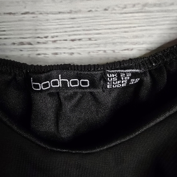 Boohoo Black Ruffle Spaghetti Strap Tank Top Plus Size 18 - Picture 2 of 4